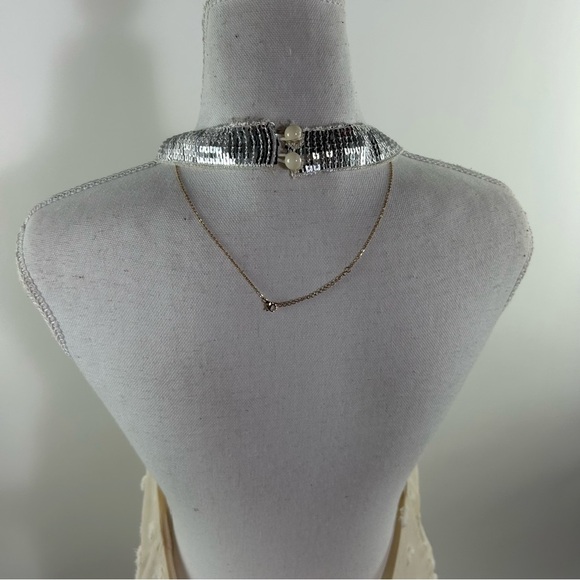 Vintage Cream Dress with White Lifted Polka Dots - Picture 2 of 7